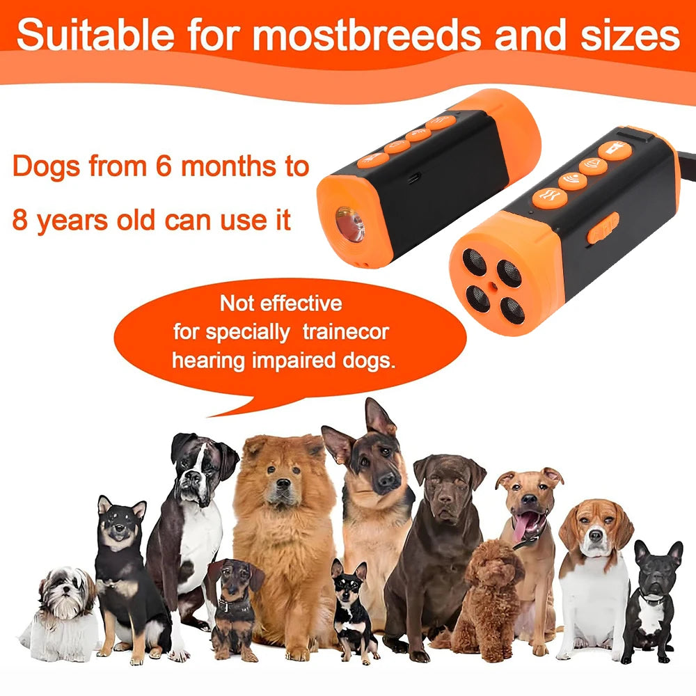 Quad-Head Ultrasonic Dog Training Device Rechargeable Anti Dog Bark Deterrent Device With LED Flashlight
