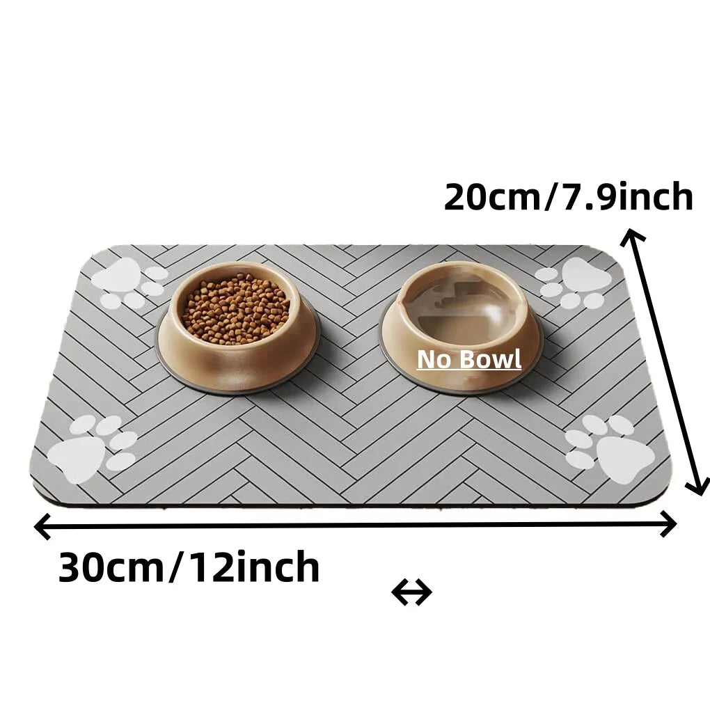 Pet Feeding Mat-Absorbent with Waterproof Rubber Backing,