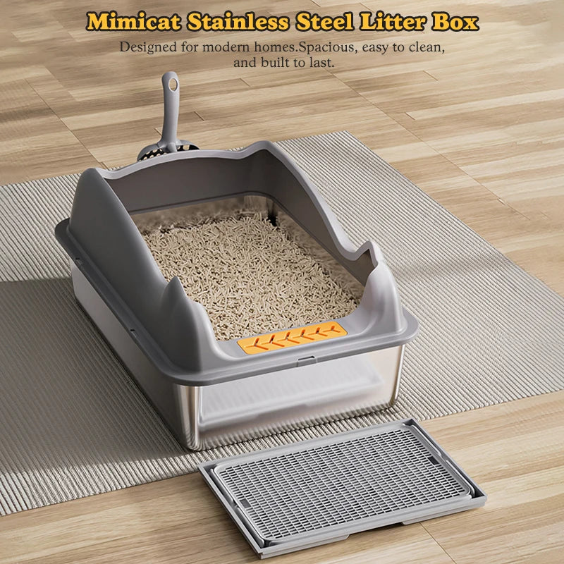 Stainless Steel Cat Litter Box With Lid Never Absorbs Odors, Anti-Urine Leakage