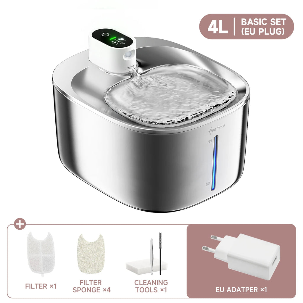 APETDOLA 4L Wireless Cat Water Fountain Auto Sensor Drinking Fountain