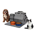 Dog Travel Bag Backpack w/2 Food Bags 1 Waterproof Placemat 2 Foldable Bowls