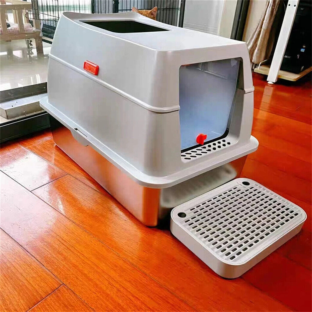 4-Style Cat Litter Box with Lid Enclosed with High Sided Enclosure