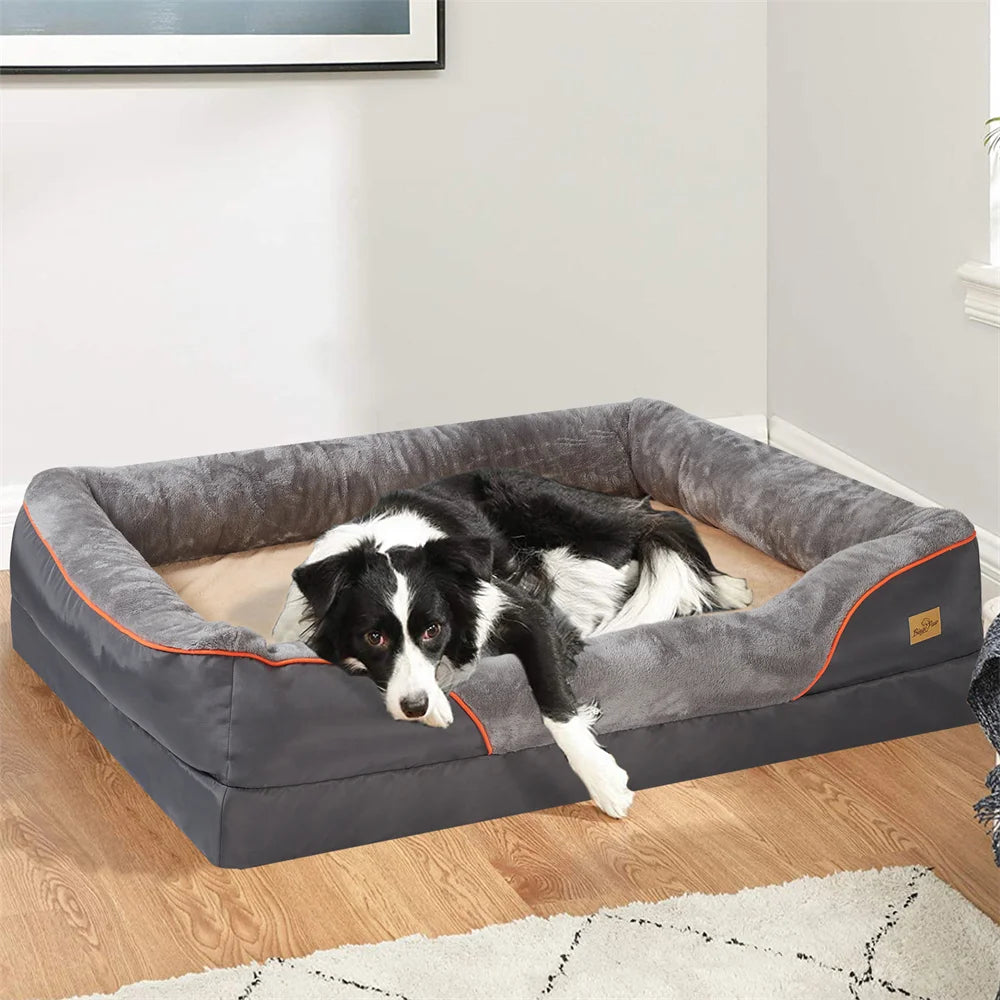 Jumbo Orthopedic Dog Bed Memory Foam Waterproof Elevated Cushion Removable Cover