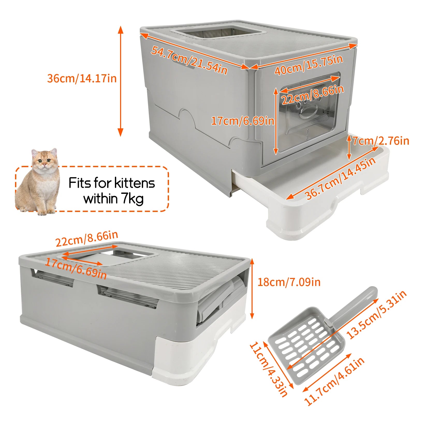 4-Style Cat Litter Box with Lid Enclosed with High Sided Enclosure