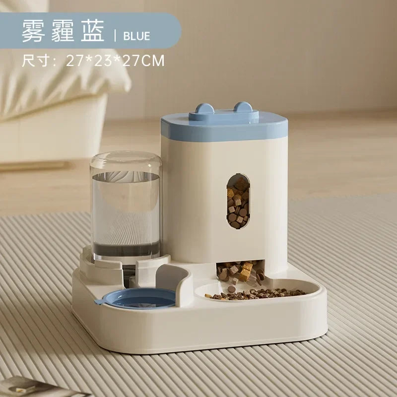Automatic Feeder Dog Cat Food Bowl With Water Fountain and Pet Food Storage