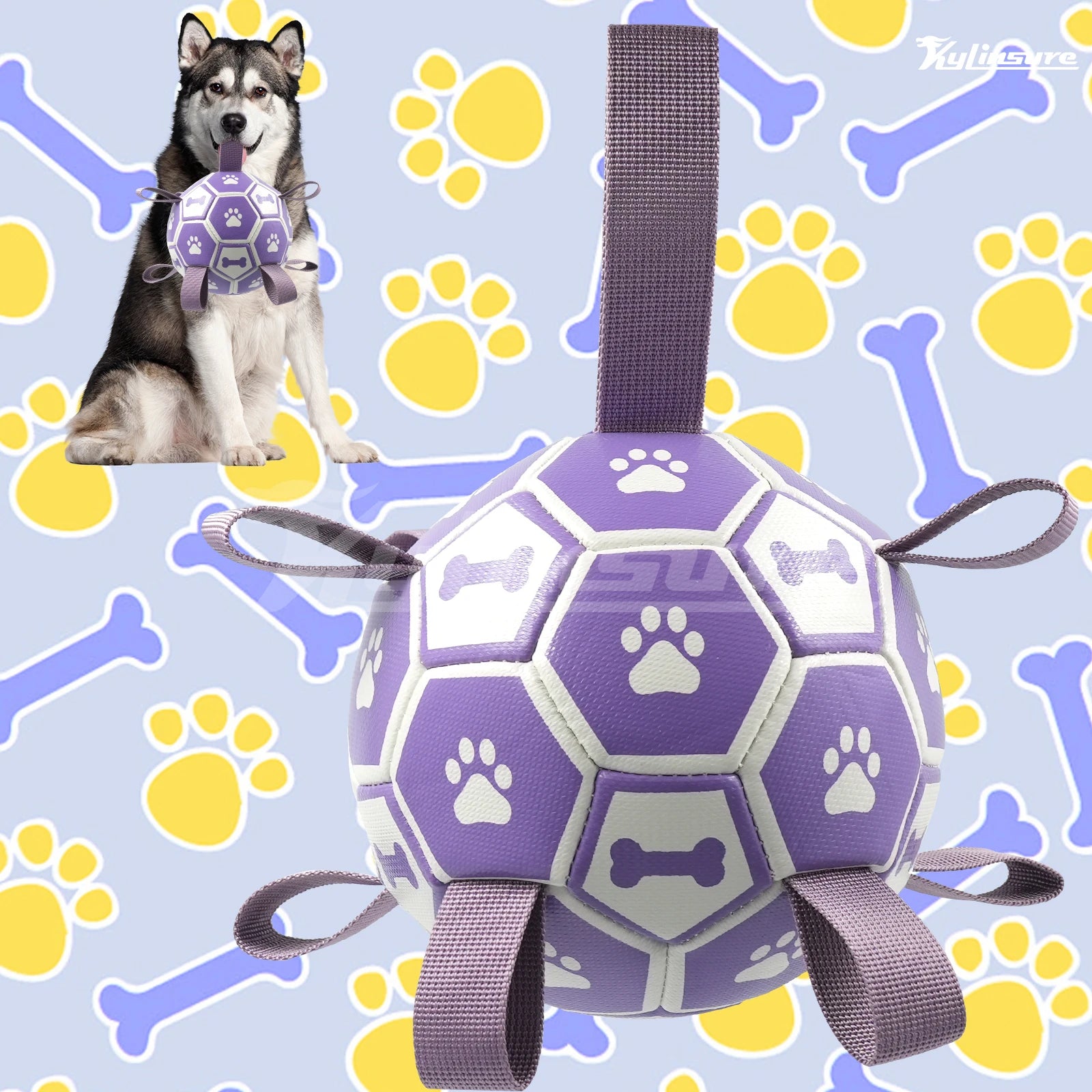 Dog Toys Soccer Ball with Straps, Interactive