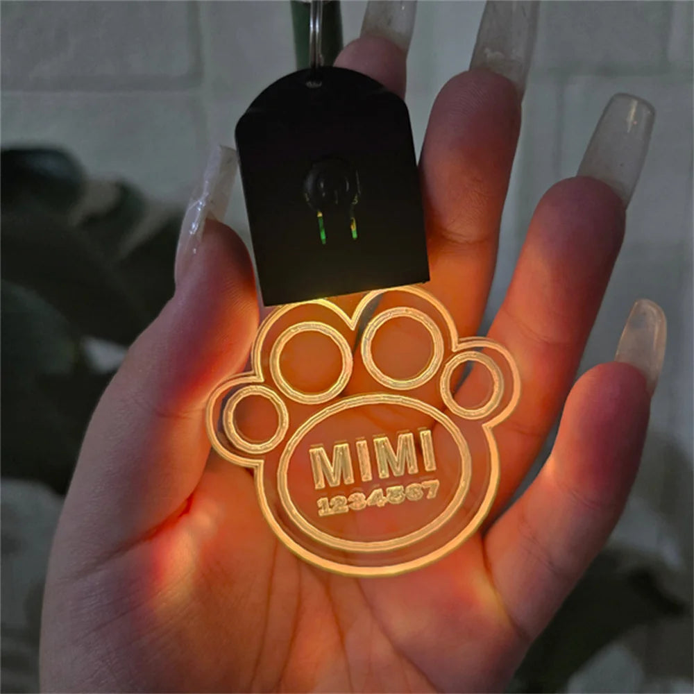 Custom Acrylic LED Dog Personalized Pet Name Laser Engraved Collar Tag Buckle