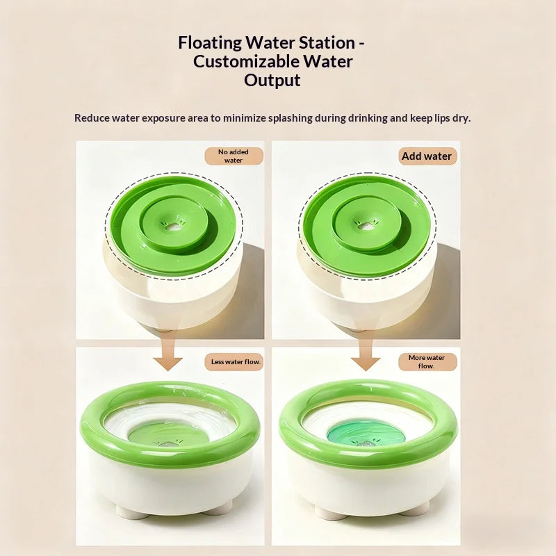 Floating Dog Water Bowl with Filter - Anti Splash Suspension