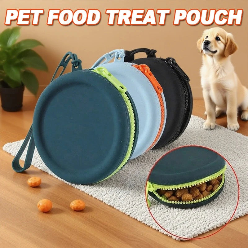 1Pc Silicone Dog Food Bag Outdoor Training Dog Treat Pouch Waterproof