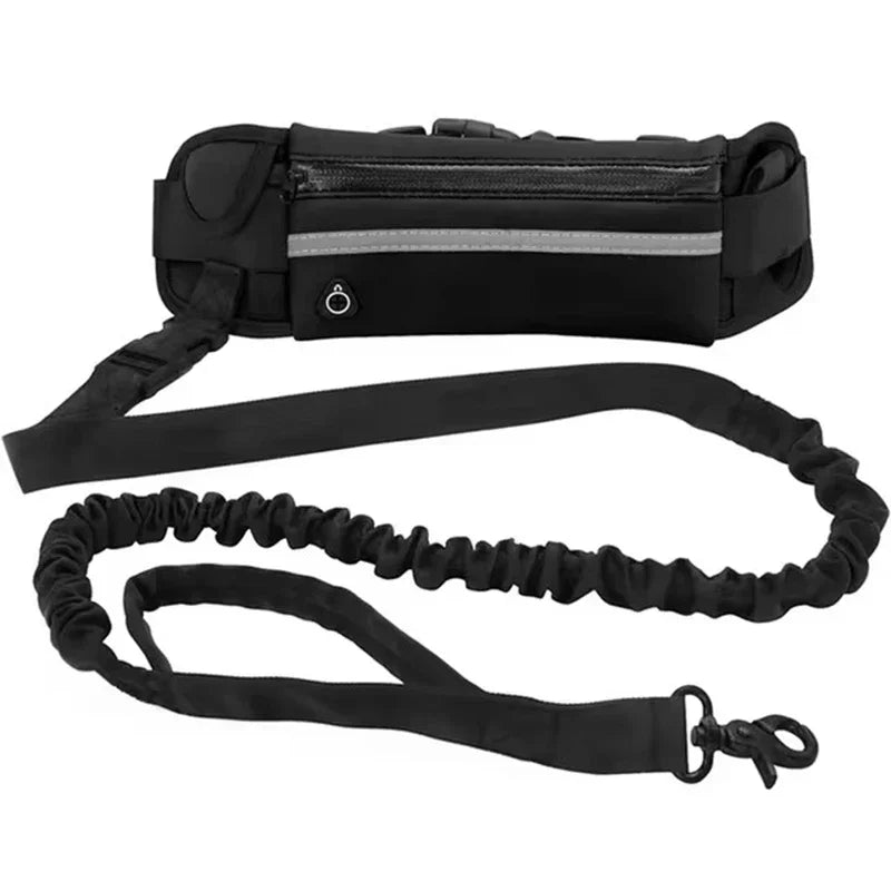 Hands Free Dog Leash Reflective with Waist Bag Retractable Elastic Belt Traction Rope
