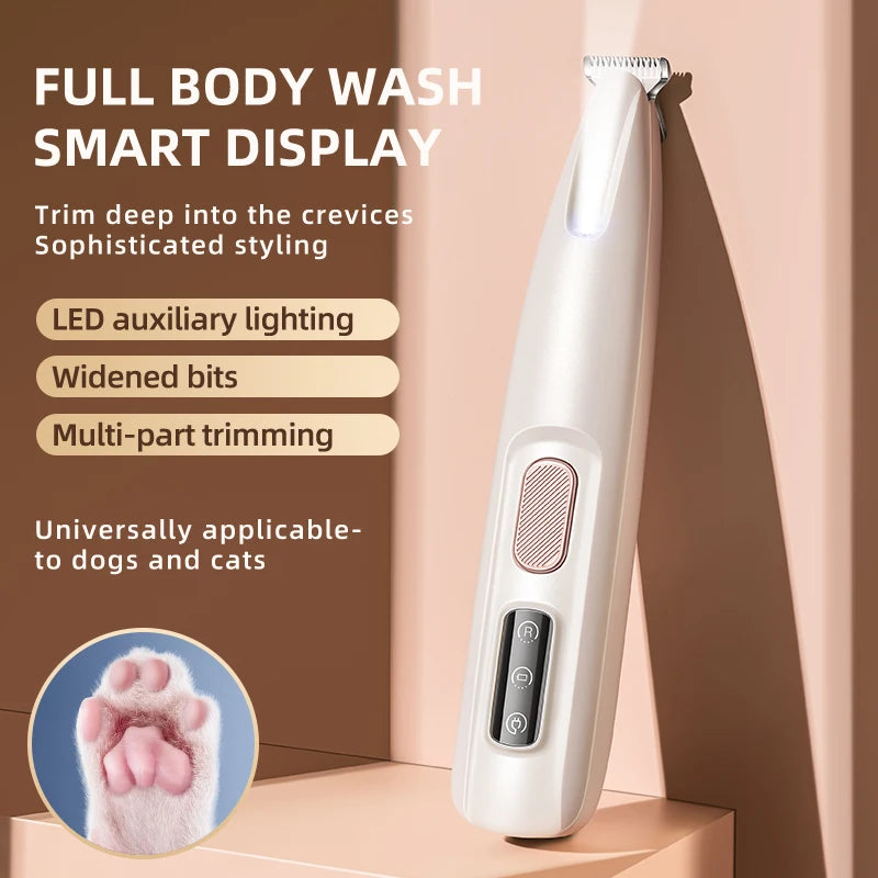 Portable Dog Paw Trimmer with Led Light - Pets Nail Grinder Shaver Clipper - Rechargeable Cordless
