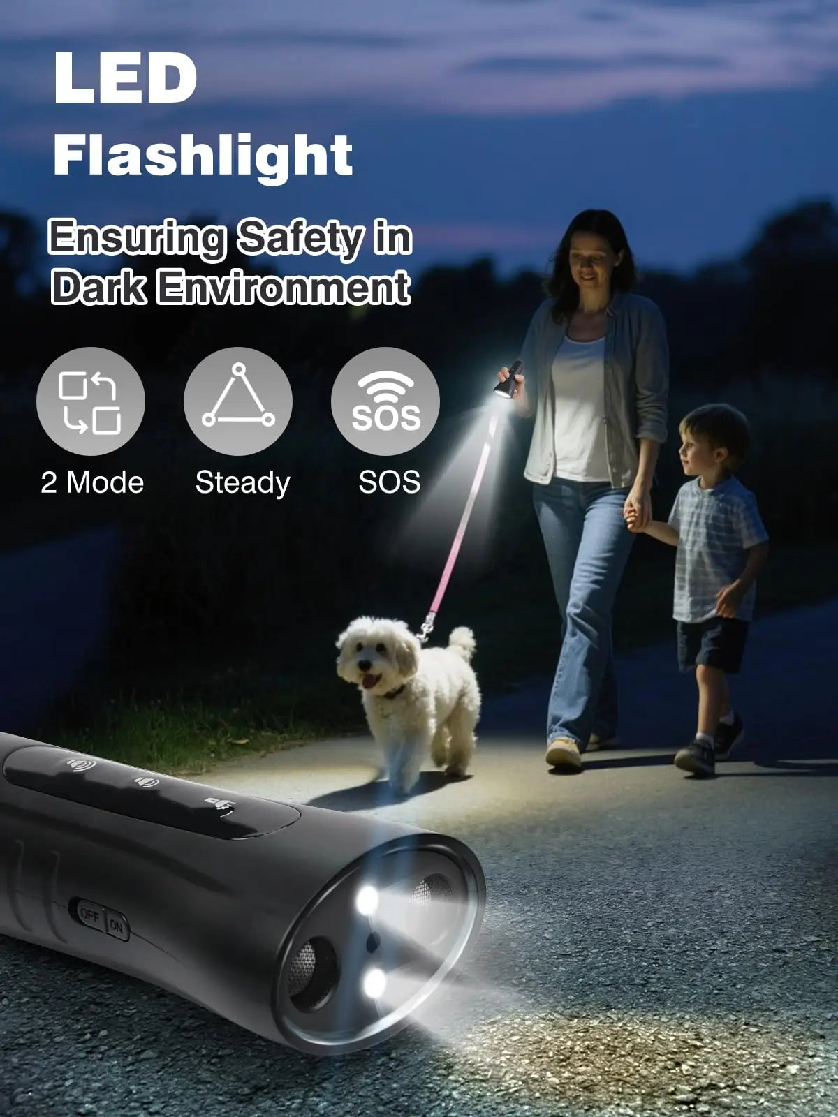 2025 NEW Ultrasonic Dog Training Device Rechargeable Anti Dog Bark Deterrent LED