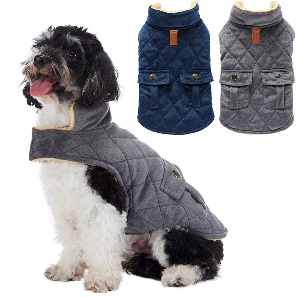 Winter Warm Plush Jackets for Pet Dogs Thickness Double Pockets