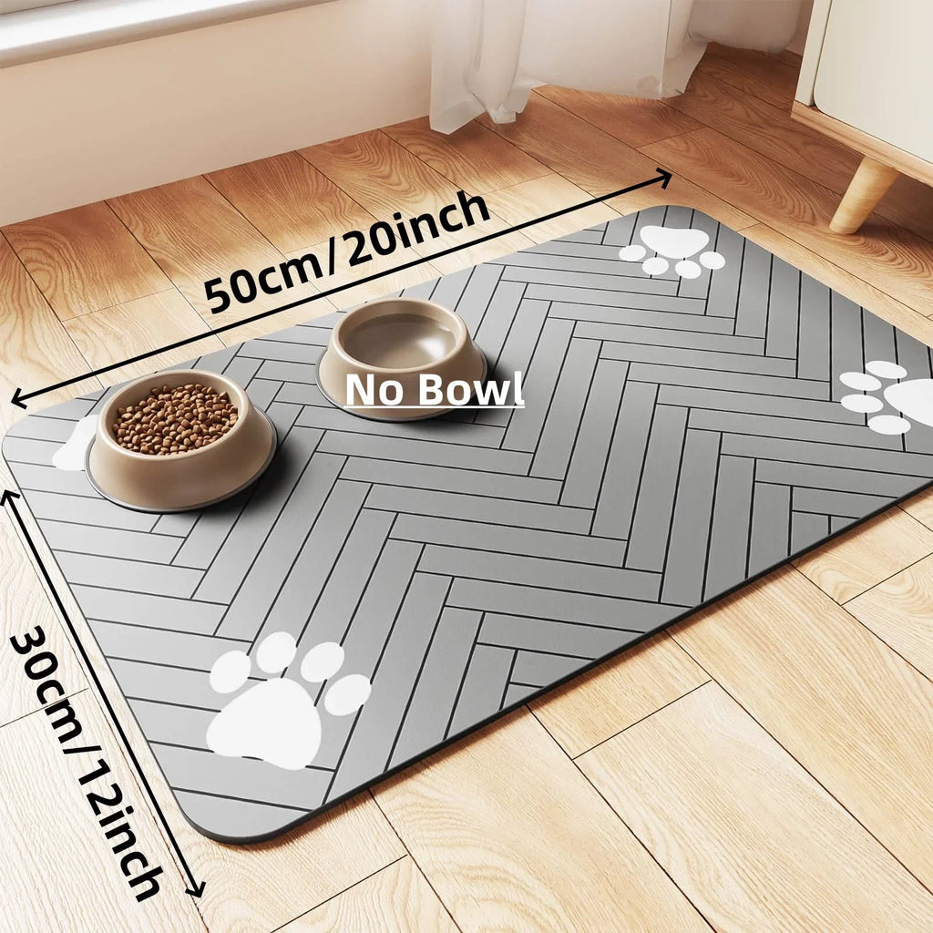 Pet Feeding Mat-Absorbent with Waterproof Rubber Backing,