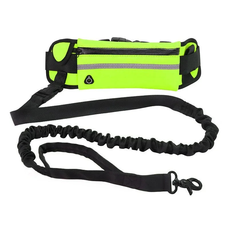 Hands Free Dog Leash Reflective with Waist Bag Retractable Elastic Belt Traction Rope