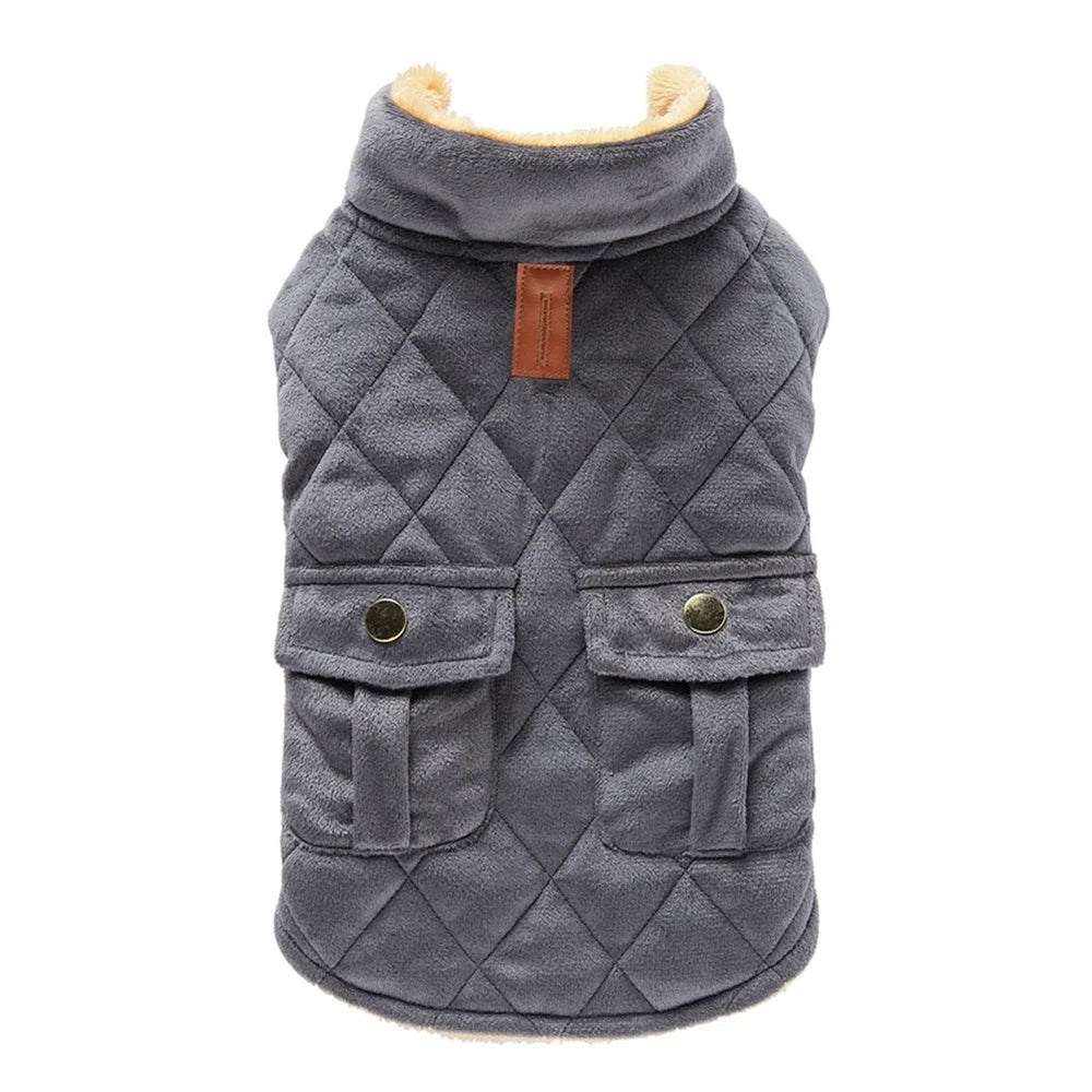 Winter Warm Plush Jackets for Pet Dogs Thickness Double Pockets