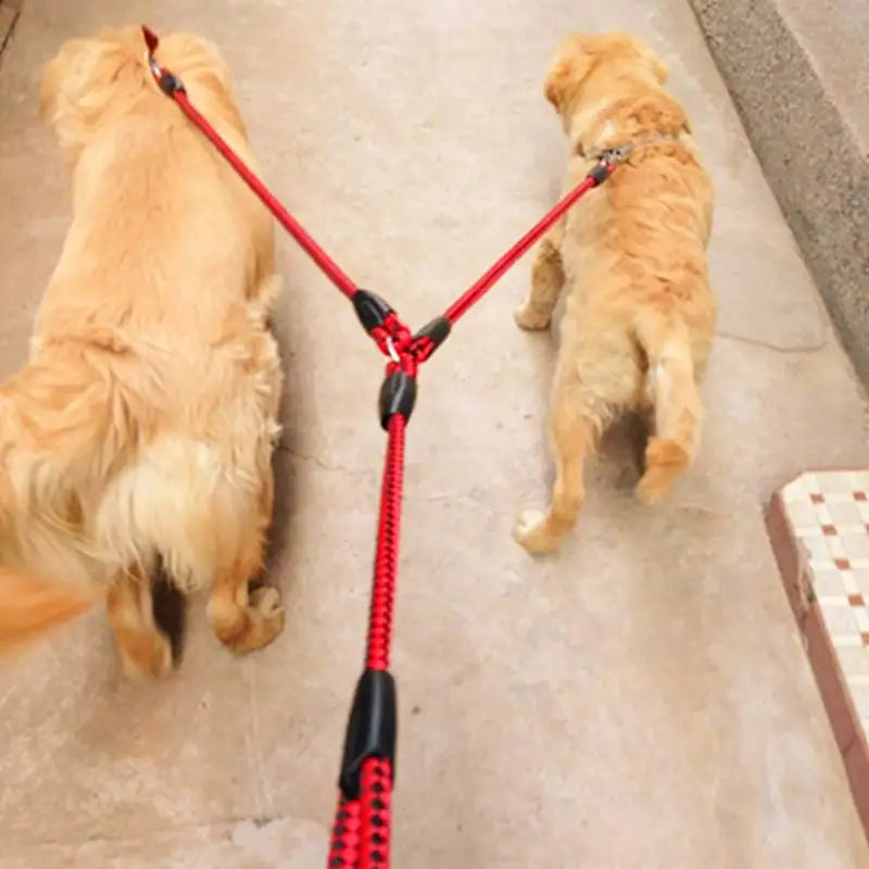 1.4m Pet Double Leash 2 Way Couplers Dog Leash Rope Elastic