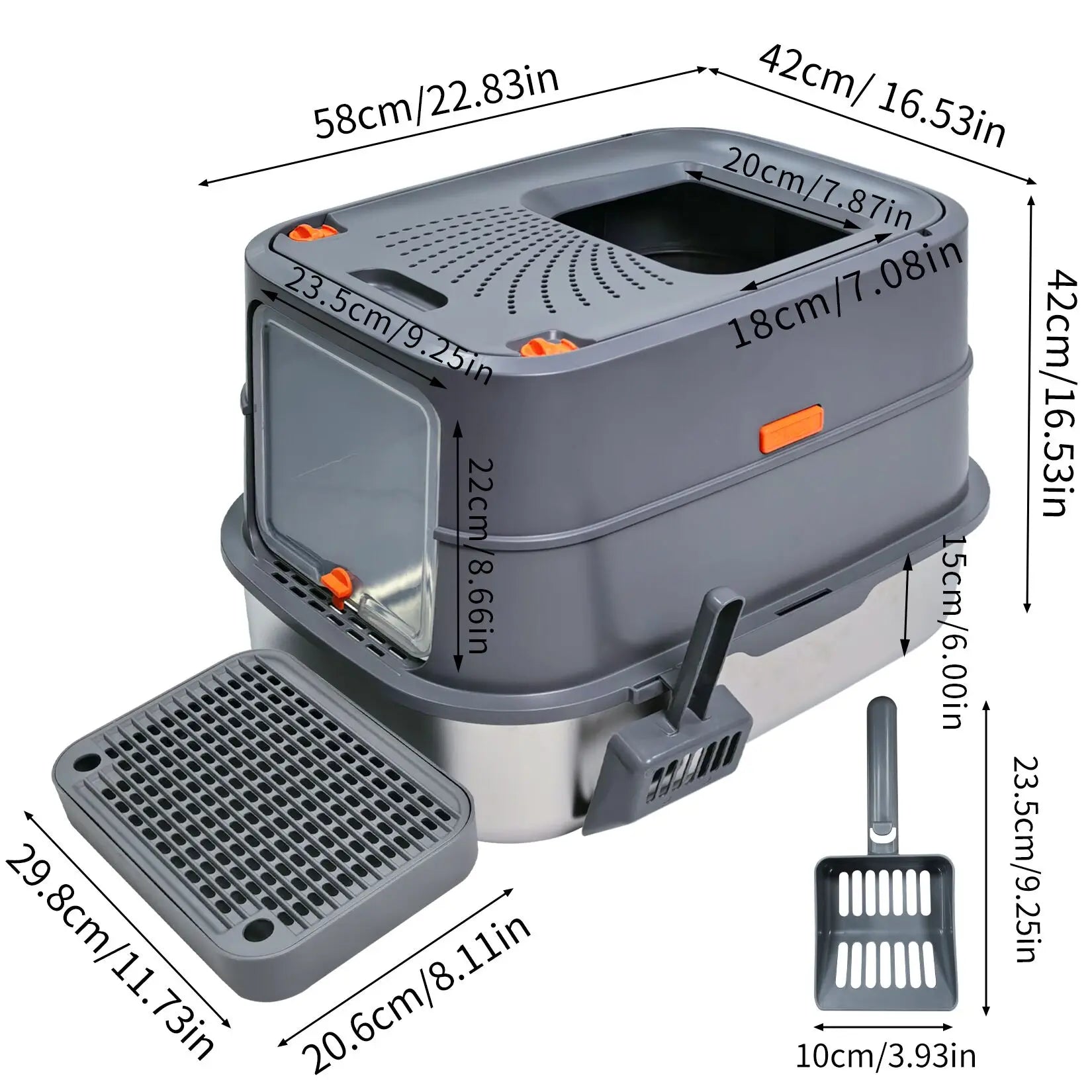 4-Style Cat Litter Box with Lid Enclosed with High Sided Enclosure