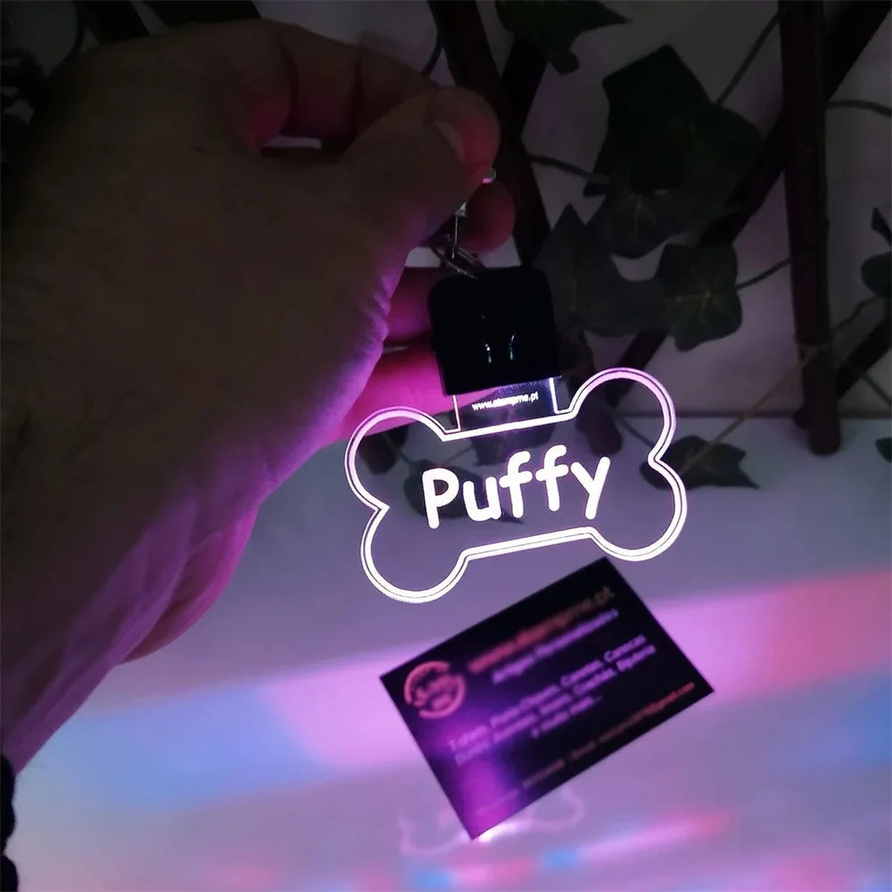 Custom Acrylic LED Dog Personalized Pet Name Laser Engraved Collar Tag Buckle