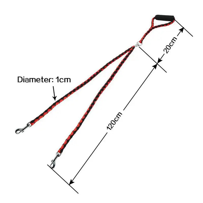 1.4m Pet Double Leash 2 Way Couplers Dog Leash Rope Elastic