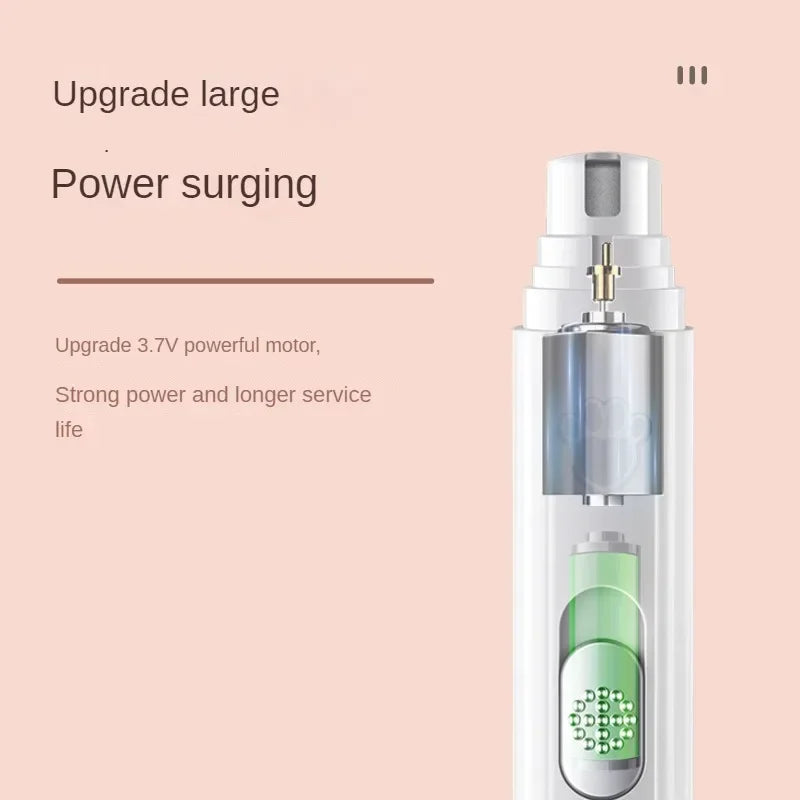 Electric Dog Cat Nail Grinder with Polisher Wheel LED Light Pet Nail Clipper USB Rechargeable 2-Speed