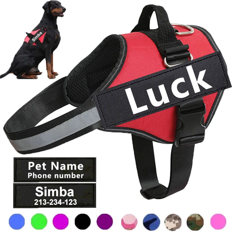 Dog Harness NO PULL Reflective  Adjustable Vest ID Custom Patch