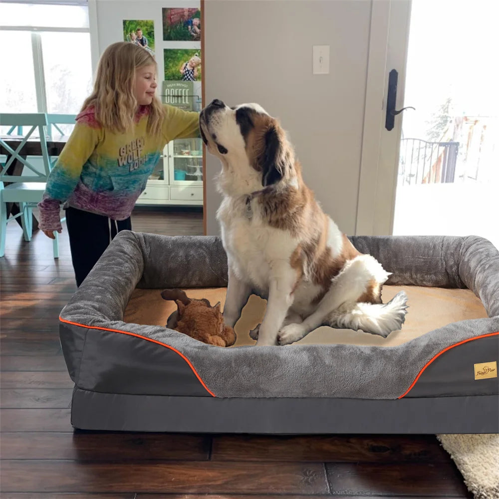 Jumbo Orthopedic Dog Bed Memory Foam Waterproof Elevated Cushion Removable Cover
