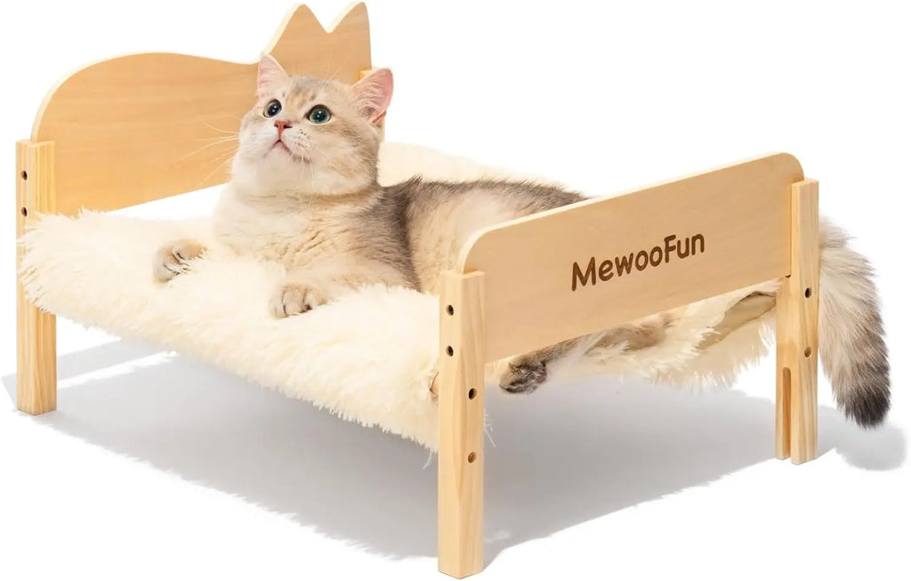 MEWOOFUN Cat Hammock Bed Elevated Pet Bed 21.7" X 16" Floor Standing Beige