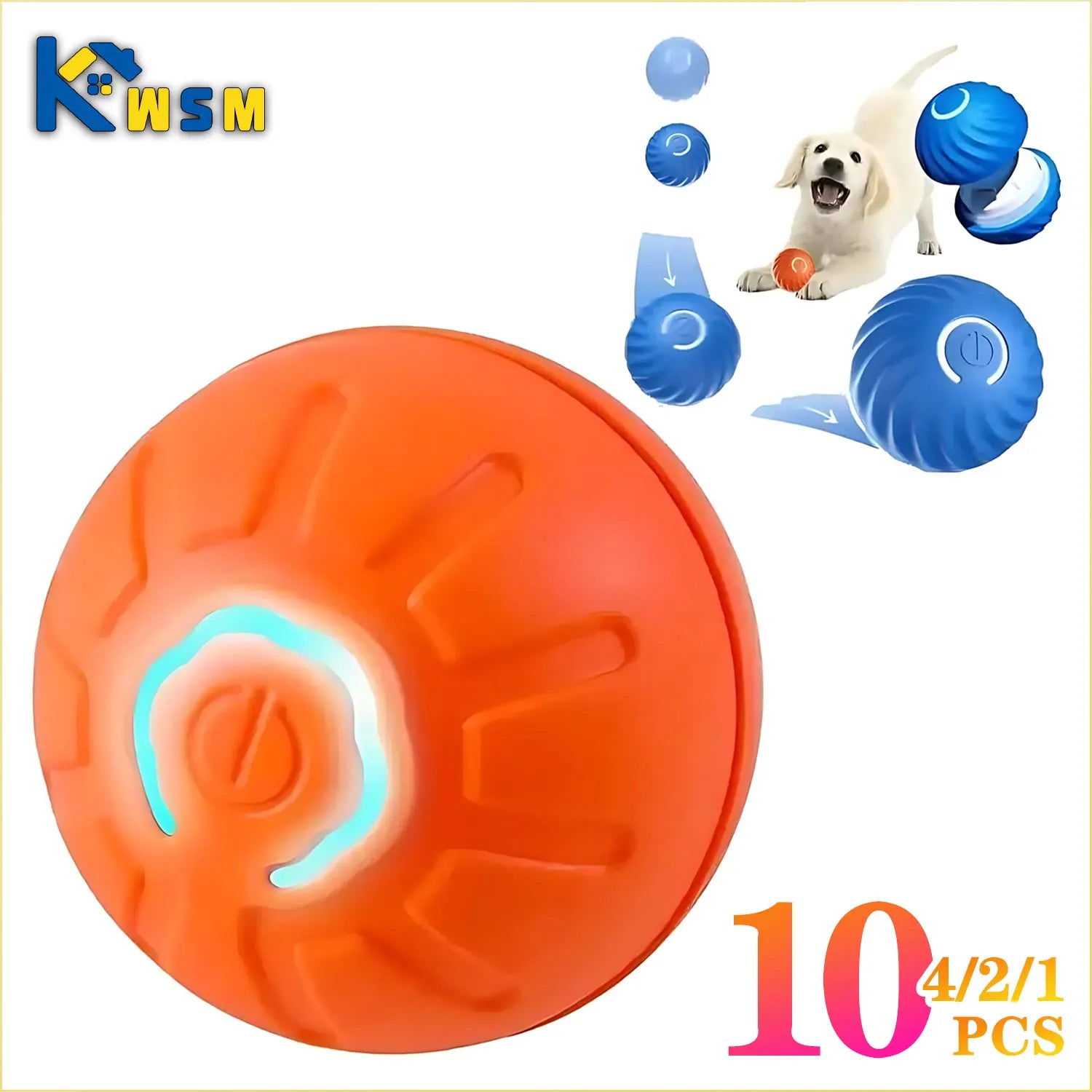 1-10PCS Smart Dog Toy Ball Electronic Interactive USB Automatic Moving Bounce