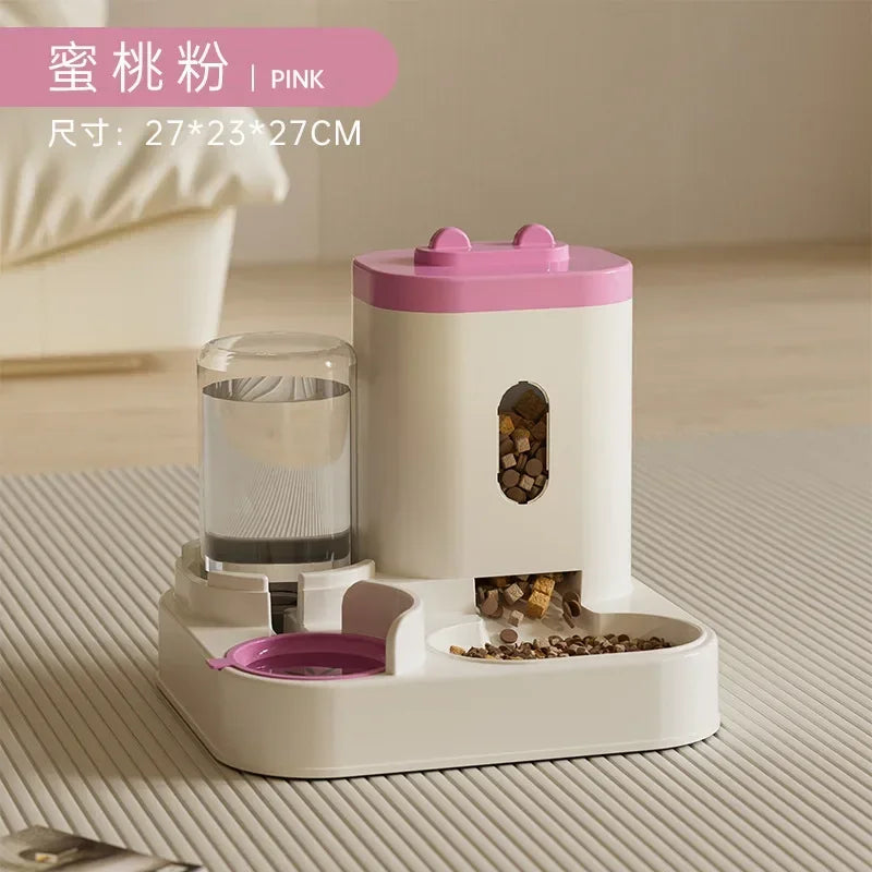 Automatic Feeder Dog Cat Food Bowl With Water Fountain and Pet Food Storage