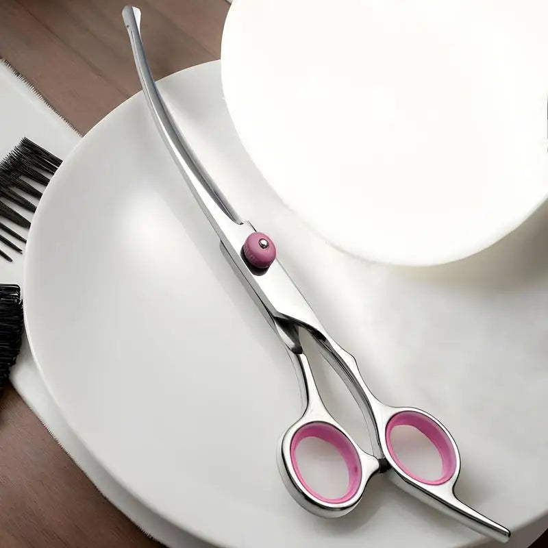 Curved Dog Grooming Hair Scissors Safety Pet Tool With Round Tips Professional Grooming