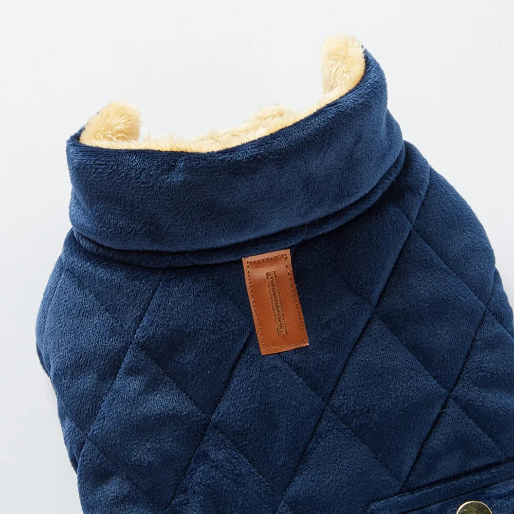Winter Warm Plush Jackets for Pet Dogs Thickness Double Pockets