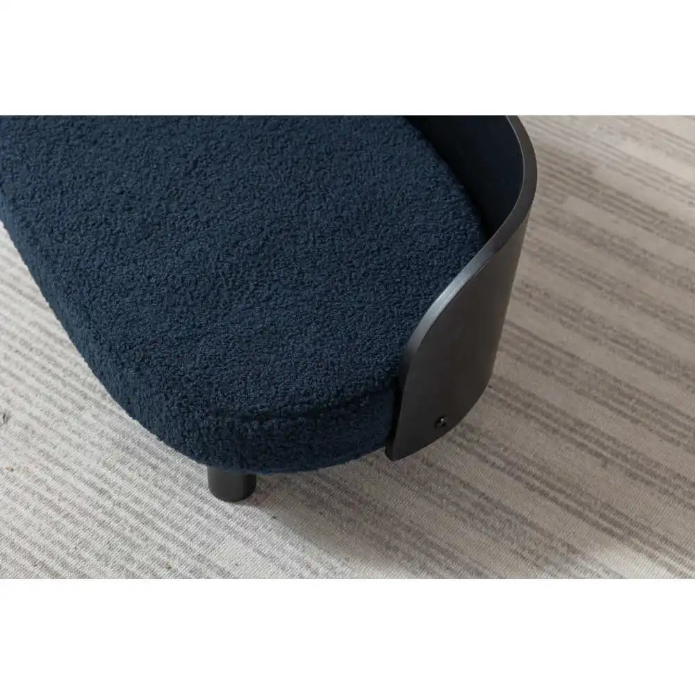 Elevated Dog Bed With Solid Wood legs and Bent Wood Back, Velvet Cushion, BLACK