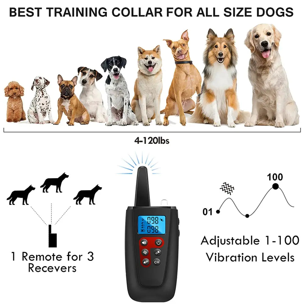 No Shock Dog Training Collar for All Size Dogs, 3300ft Range Vibrating Dog Collar, IPX7 Waterproof with Remote