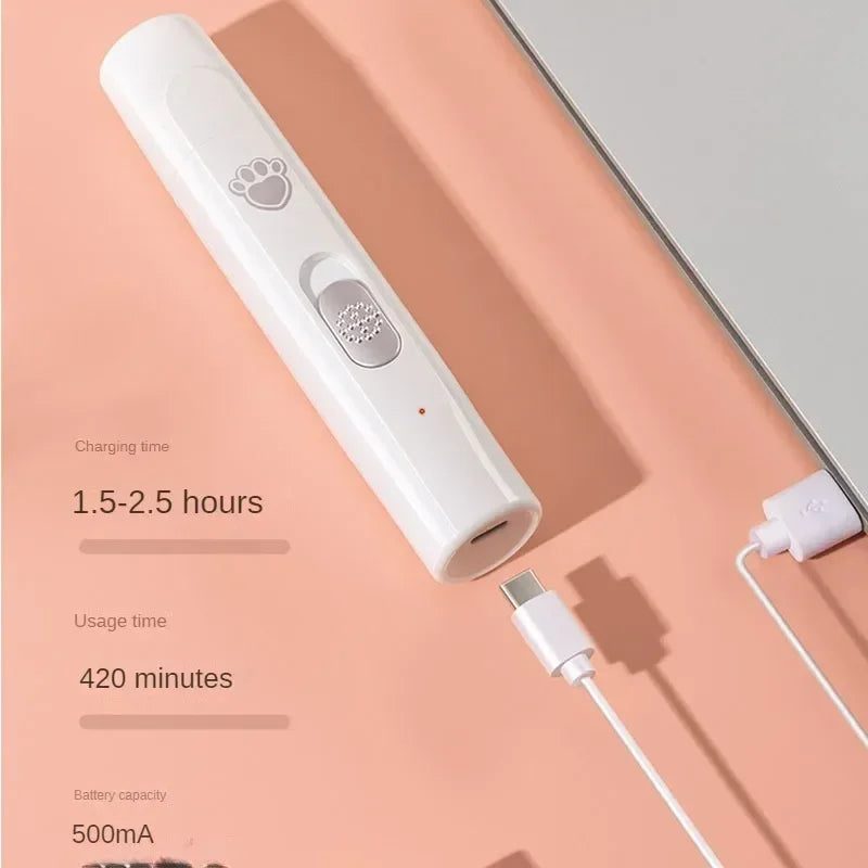 Electric Dog Cat Nail Grinder with Polisher Wheel LED Light Pet Nail Clipper USB Rechargeable 2-Speed