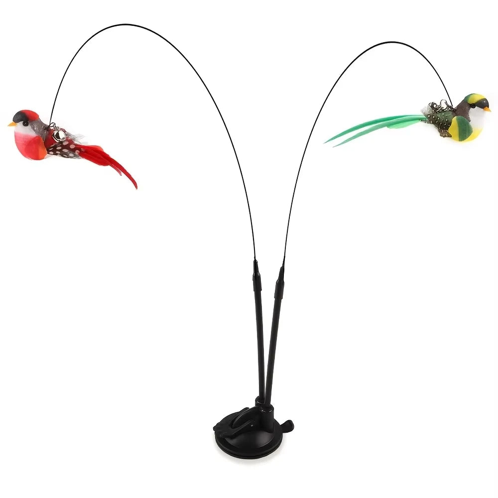 Interactive Cat Wand - Non-slip suction cup base and double-locking grip design, no batteries required,