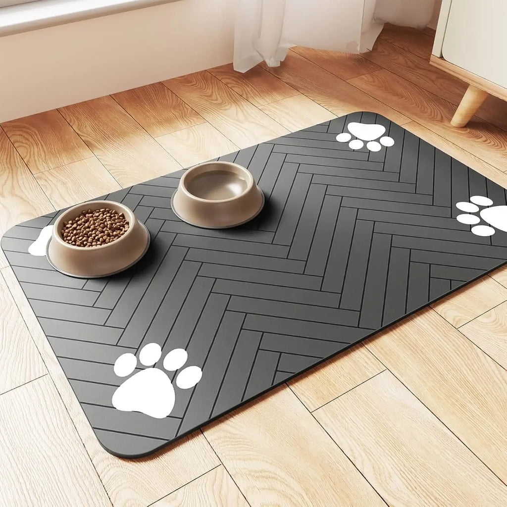 Pet Feeding Mat-Absorbent with Waterproof Rubber Backing,