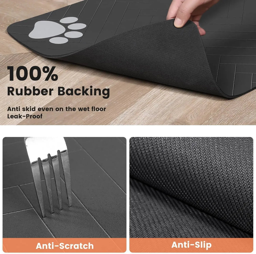 Pet Feeding Mat-Absorbent with Waterproof Rubber Backing,