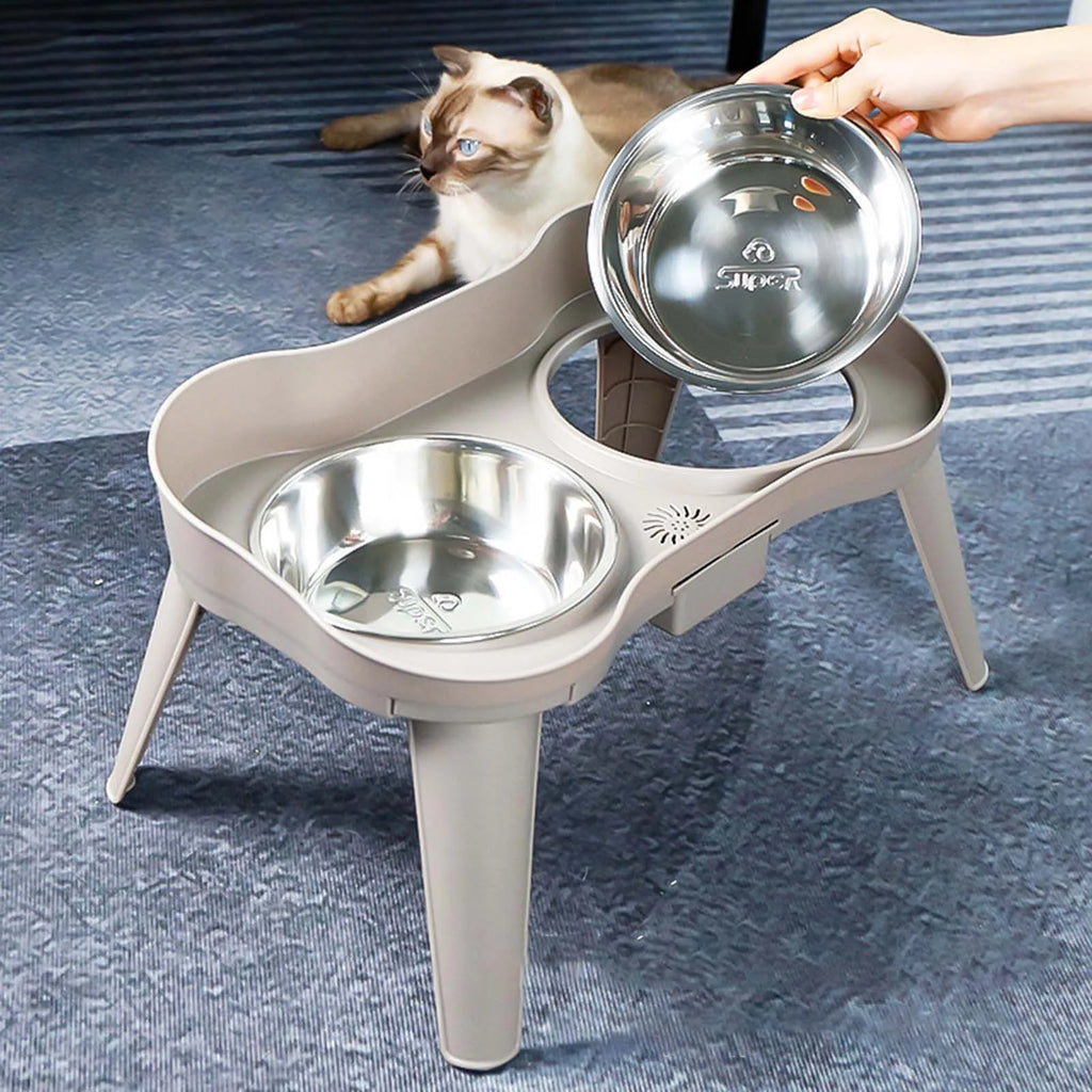 Raised Stand Elevated Dog Feeder Non-Slip and No Spill