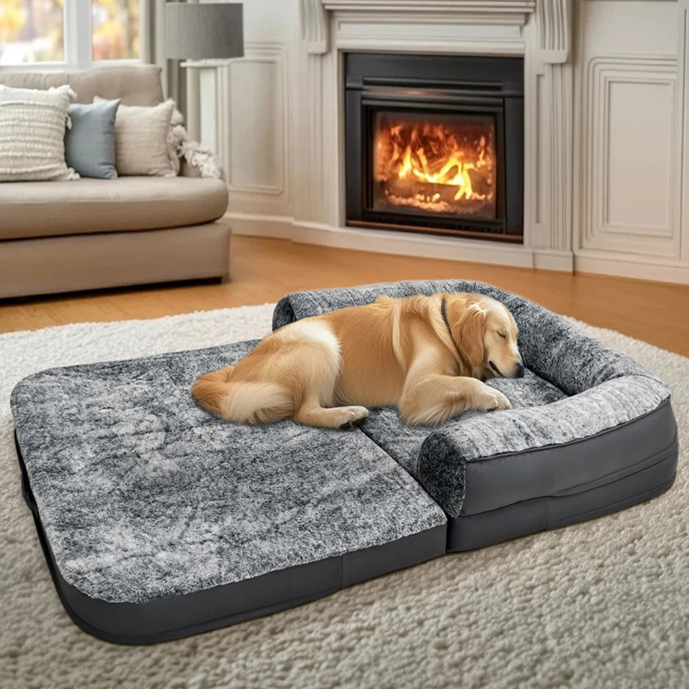 Foldable Human Dog Bed for Adult 2 in 1 Calming Large Dog Bed Washable Waterproof