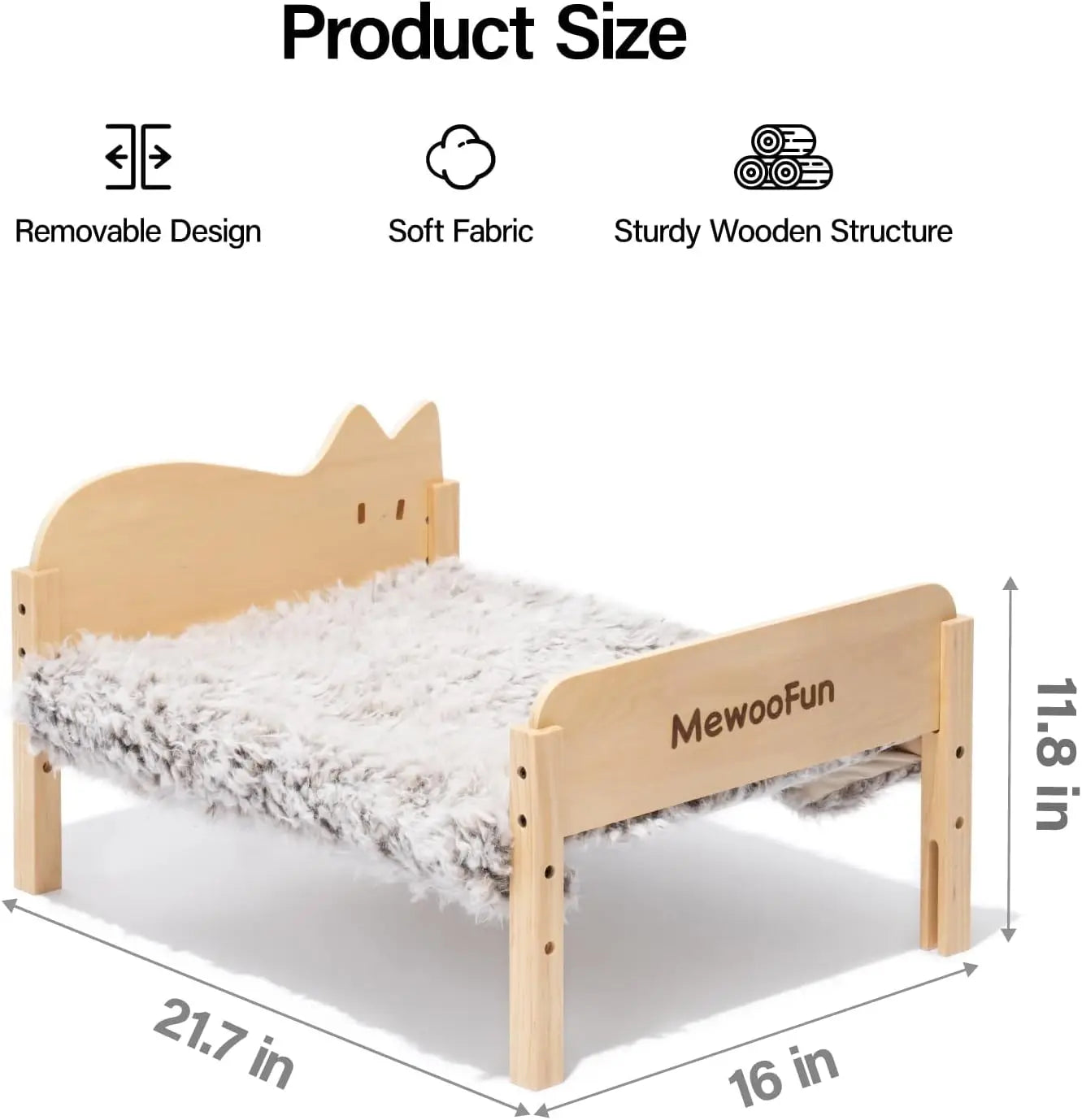 MEWOOFUN Cat Hammock Bed Elevated Pet Bed 21.7" X 16" Floor Standing Beige