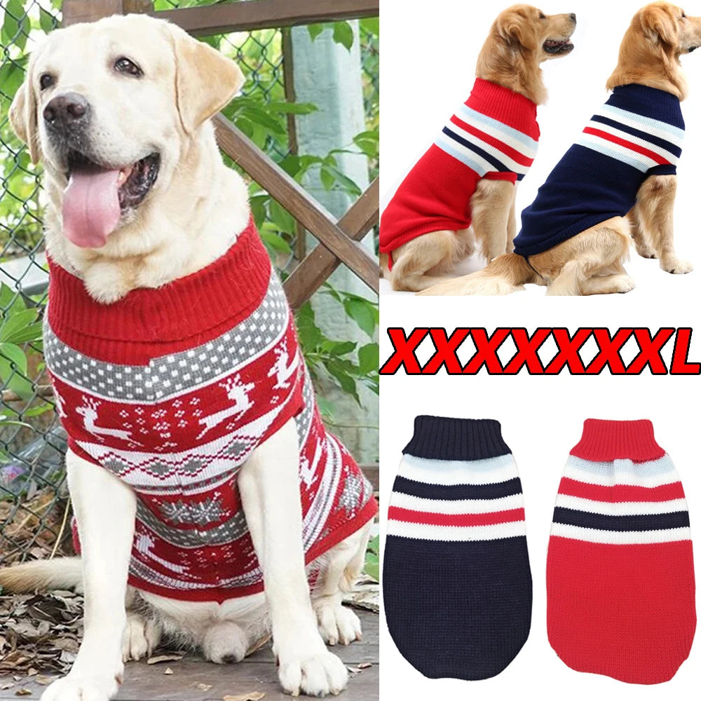 Knit Big Dog Sweater Christmas, Pet Turtleneck Doggy Sweatshirt