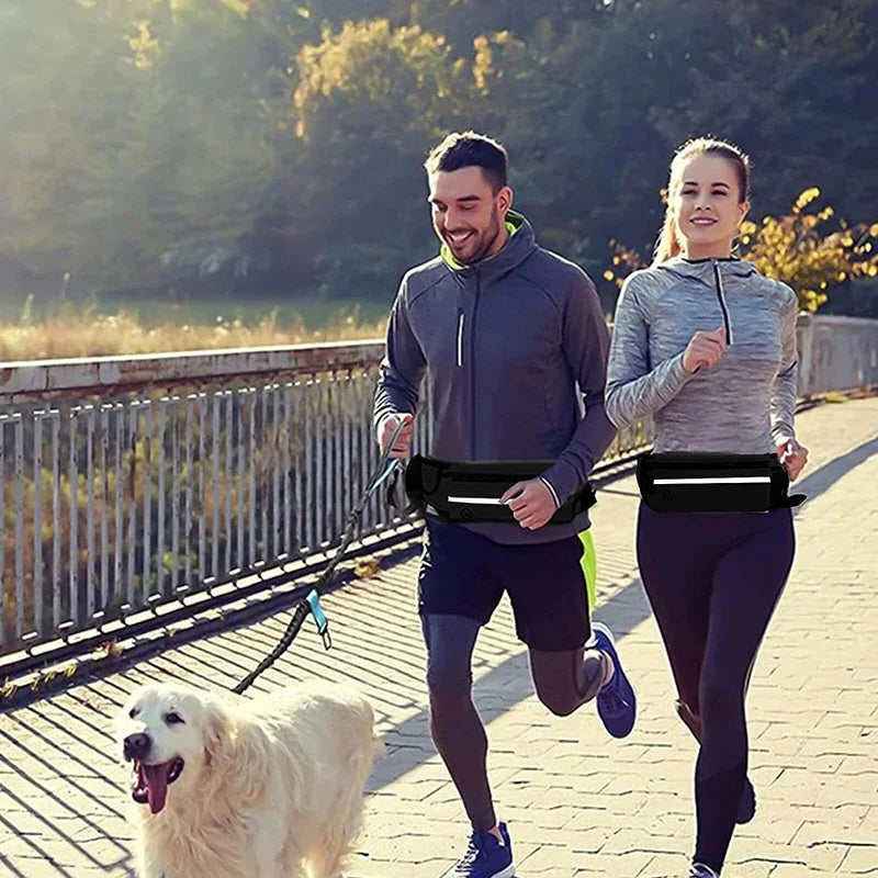 Hands Free Dog Leash Reflective with Waist Bag Retractable Elastic Belt Traction Rope