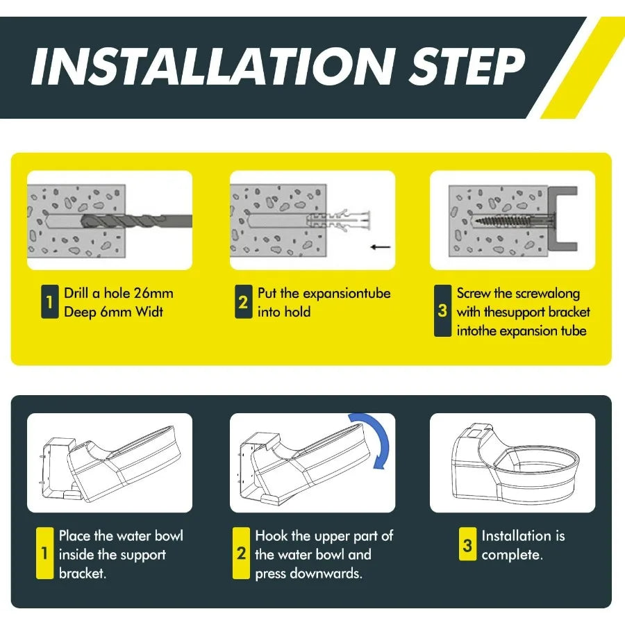 67OZ Automatic Water Dispenser for Dogs Cats Wall Mount